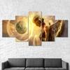 Angel Figure Love Full Moon Scene 5 Piece Five Panel Wall Canvas Print Modern Art Poster Picture Home Decor Gift For Him For Her