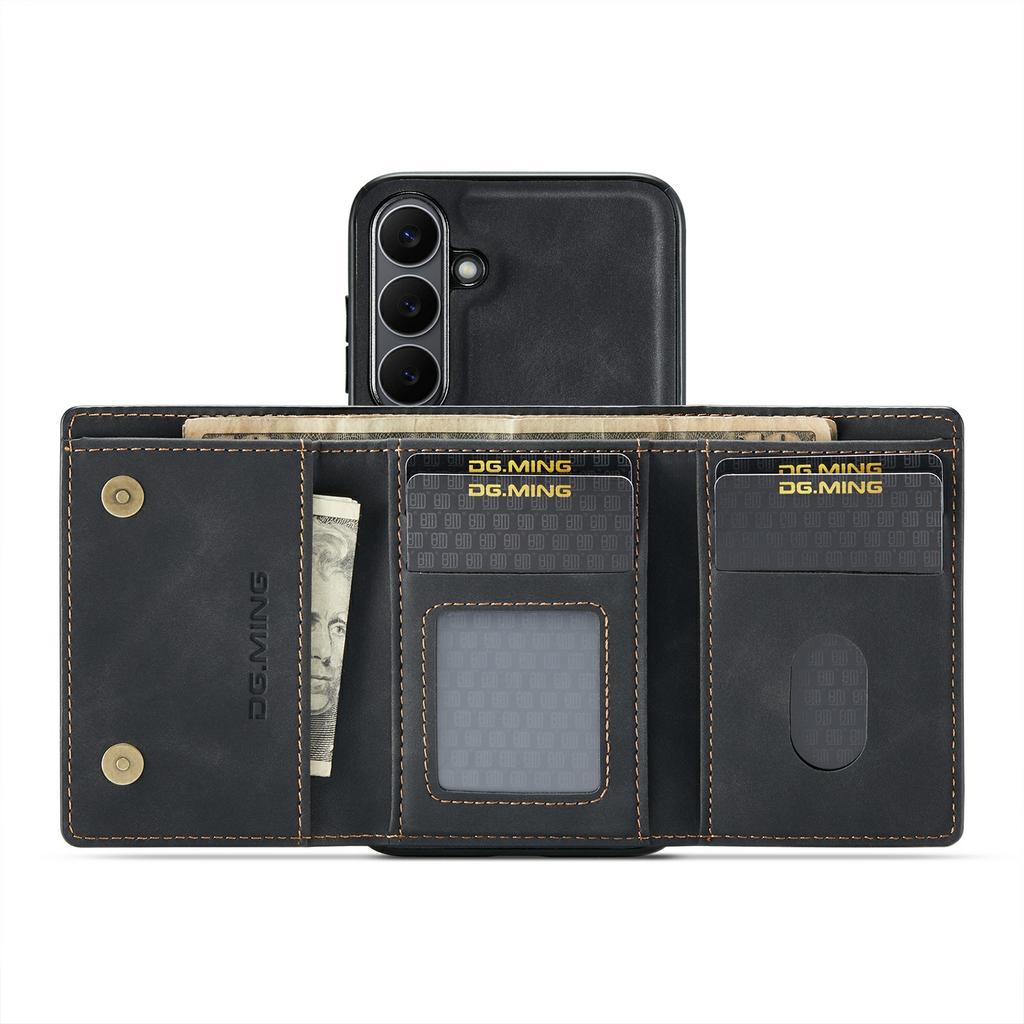 DG.MING Серия M1 для Samsung Galaxy S25 FE Чехол Подставка PU Чехол для телефона со съемным кошельком