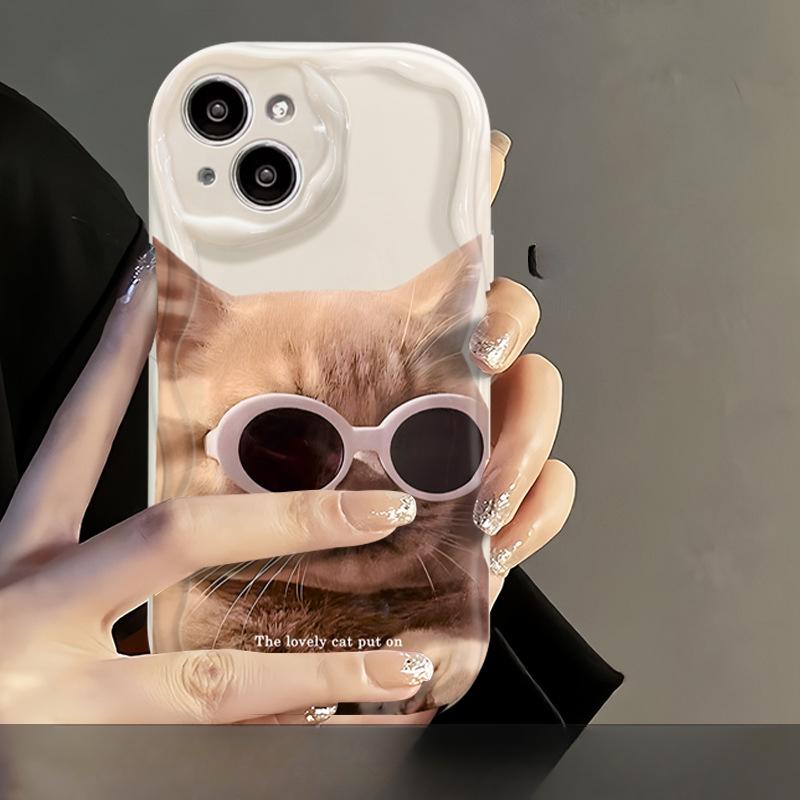 Подходит для чехла для мобильного телефона Apple 14promax, парный, для iPhone 13, милый и крутой, с солнцезащитными очками, кошка и собака, 11/12 Mini, противоударный
