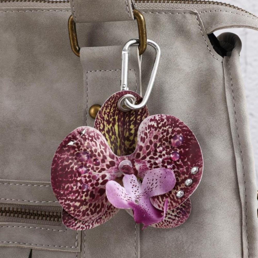 Ornament Orchid Flower Pendant Elegant Flower Bag Accessories Butterfly Orchid Key Ring  Backpack