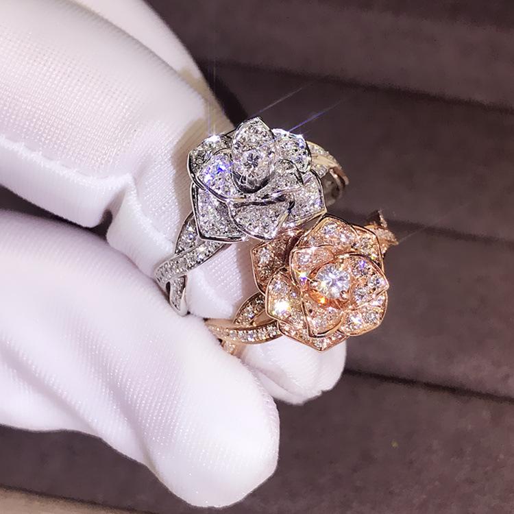 Кольцо из розового золота с цирконом, Свадебное кольцо Rose Socialite.