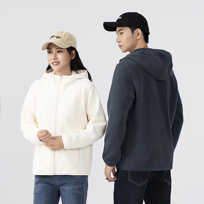 Thick Fleece Hooded Jacket Men Women Winter Warm Outdoor Sportswear Soft Brushed Polar Inner Layer