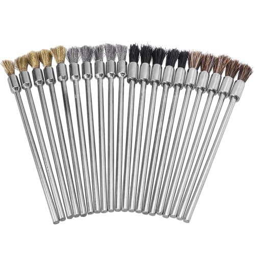 Bestgle Wire Brush Extensions, 20-Piece Set, 3mm Extension Stainless Steel Copper Wire Cleaning End Brushes for Routers, Pen Wire Brushes, Rust and Pa