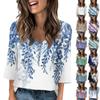 Женские топы с v-образным вырезом и рукавами 3/4, повседневные футболки, базовые летние футболки, свободный крой, осенний пуловер, туника