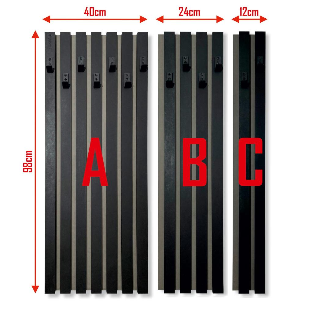 Wooden clothes hanger Lamele 98cm module 24cm black