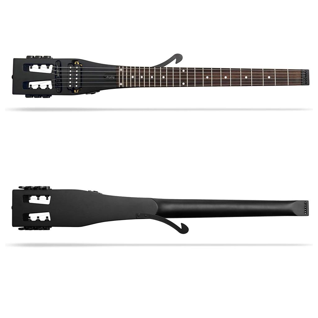 Anygig портативная дорожная электрогитара 82 см черная полноразмерная с чехлом для правой руки черного цвета 1,6 кг 25,5
