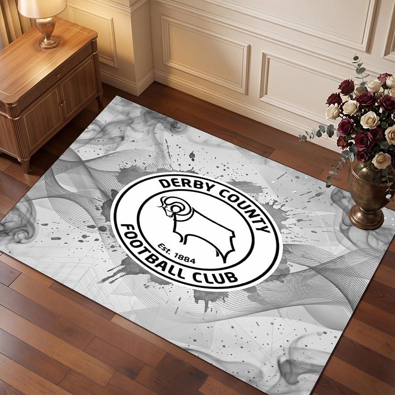 Ковер из хрустального бархата с принтом футбольного клуба Derby County, Удобный, Впитывающий влагу, Нескользящий, Для помещений