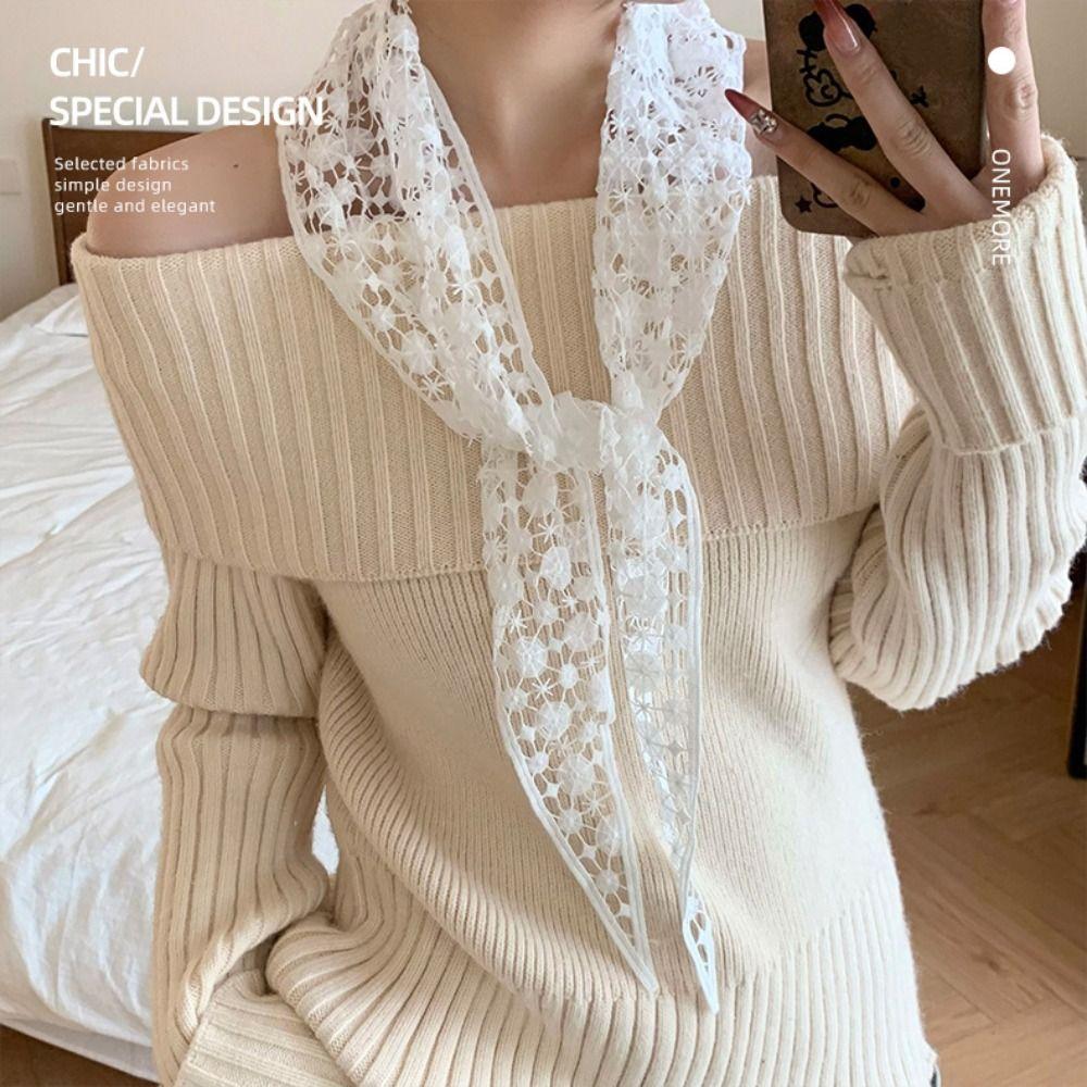 Embroidered Lace Headband Floral Printed Skirt Curtain Elegant Lace Triangle Scarf Ladies