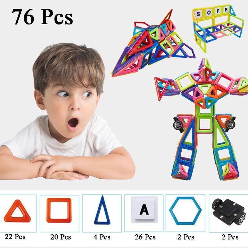 76 PCS Magician Magnetic Building Sets Educational Toys Boys Girls Toy