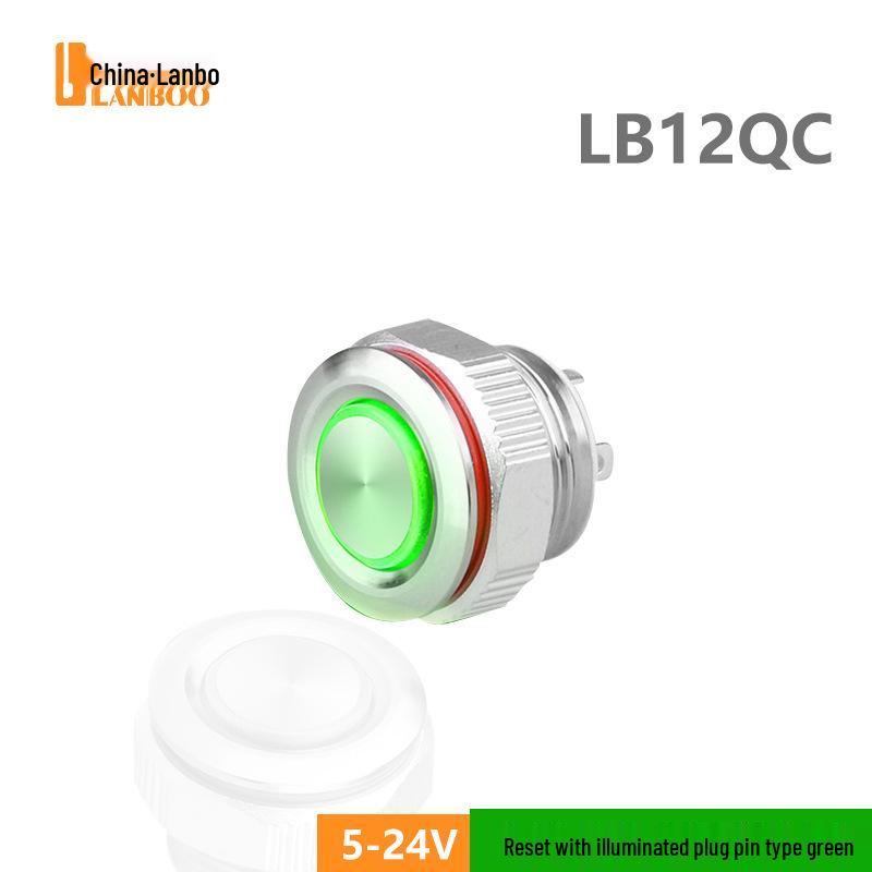 Blue Wave 12QC High-Current Ultra-Thin Metal Push Button Switch, IP65 Waterproof with Tactile Light Touch