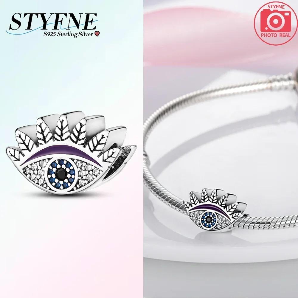 Синие Шармы Бусины Вращающийся Демонический Глаз Ладонь Луна Звездное Небо Медный Шарм Подходит для Оригинального Браслета с Подвесками Женские Украшения