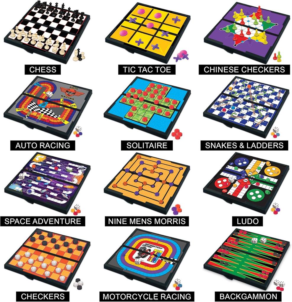 Магнитные дорожные игры для детей, 12 ретро-игр, компактный размер 5 дюймов, в индивидуальной упаковке, идеально подходят для поездок, самолета, кемпинга –