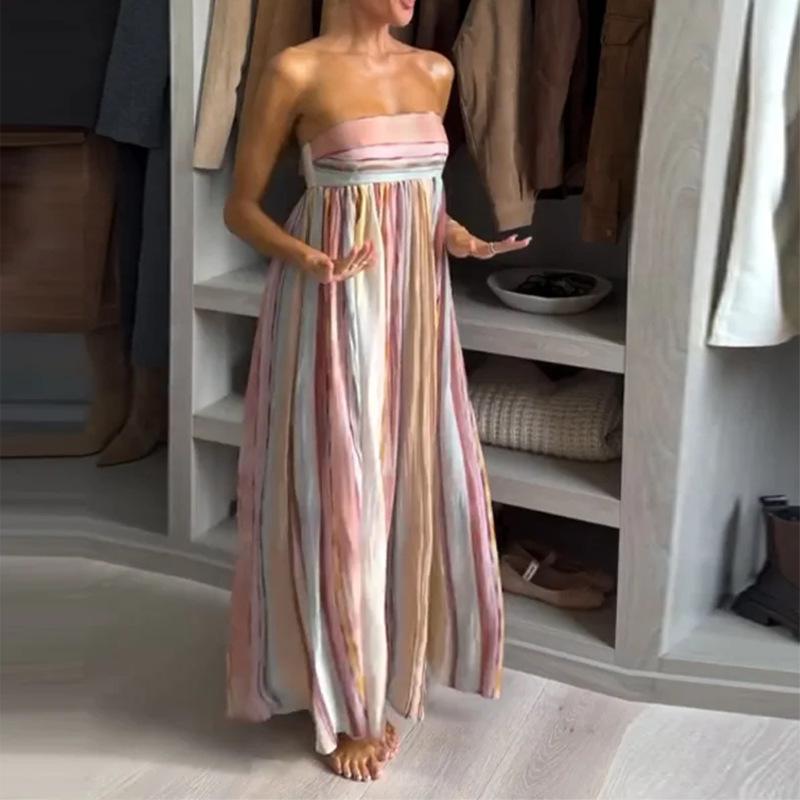 2026 spring new women's clothing, European and American cross-border dress, fashionable and elegant waist pleated printed dress