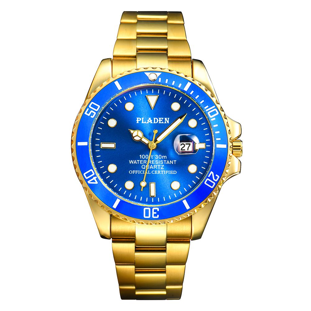 PLADEN Luxury Mens Watches Fashion Sport Chronograph Bezel Quartz Wristwatch Casual Stainless Steel Dive Clock Relogio Masculino