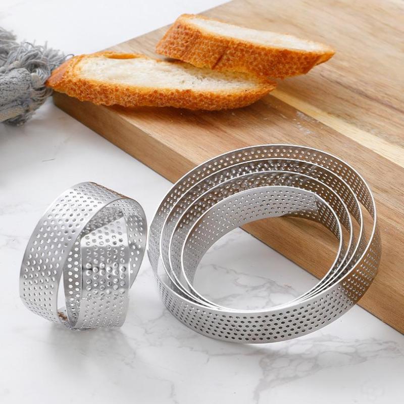 5/6/7/8/9/10 Cm Perforated Tart Rings With Hole Stainless Steel Tart Bottom Tower Fruit Pie Quiches Cake Ring Mousse Baking Mold