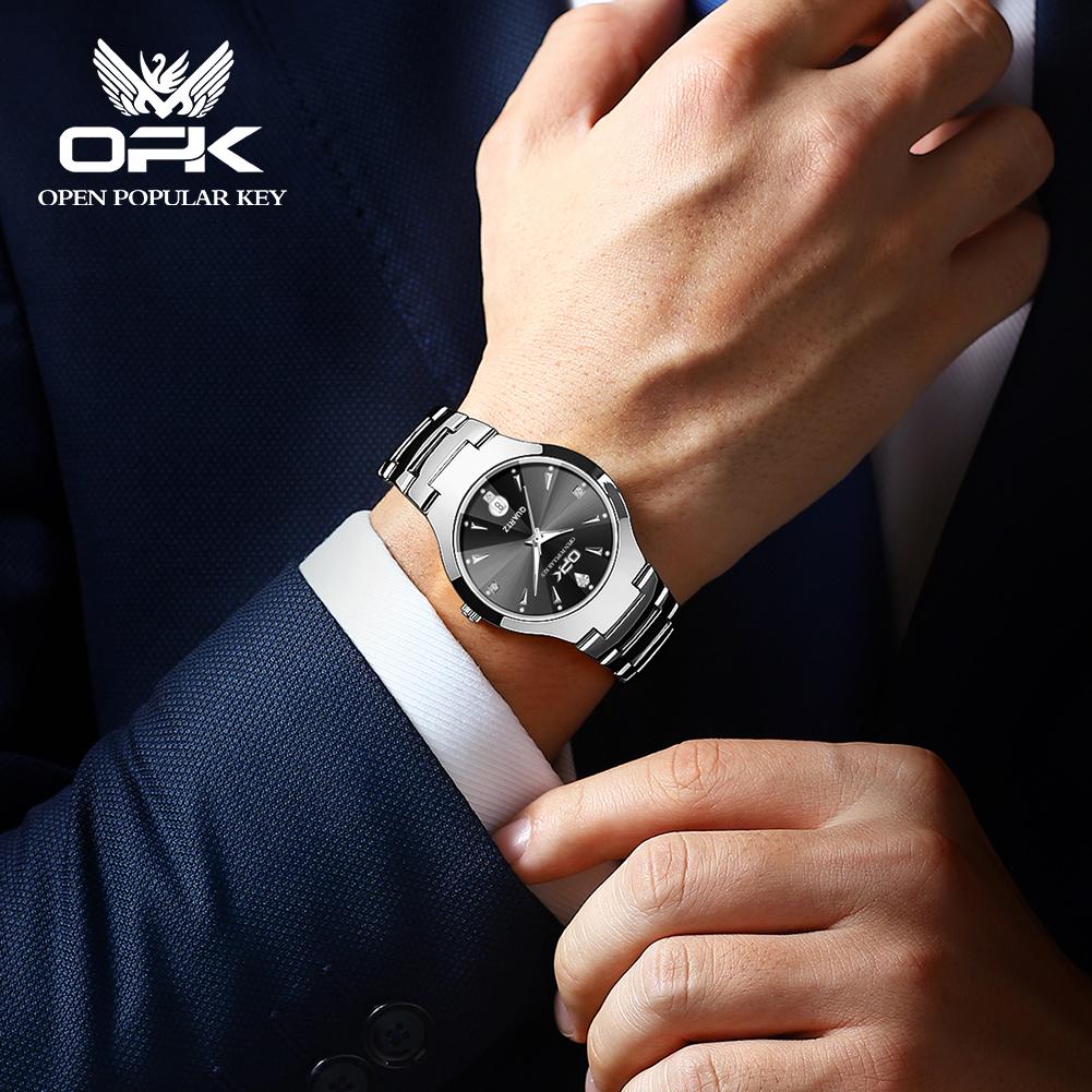 OPK Couple Watch Classic Fashion Waterproof Glow Quartz Watch Band Luxury Date Week Men's and Women's Couple Watches