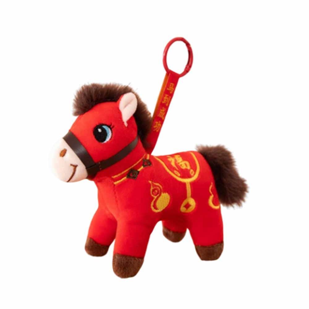 Red Color Plush Horse Keychain Plush Materia Zodiac Pony Figurine Horse Doll Pendant Bag Pendant
