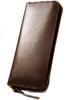 atelierCODEL Long Wallet with Round Made with Genuine Tochigi Made In Japan Men's Zipper, Leather, (Dark Brown)