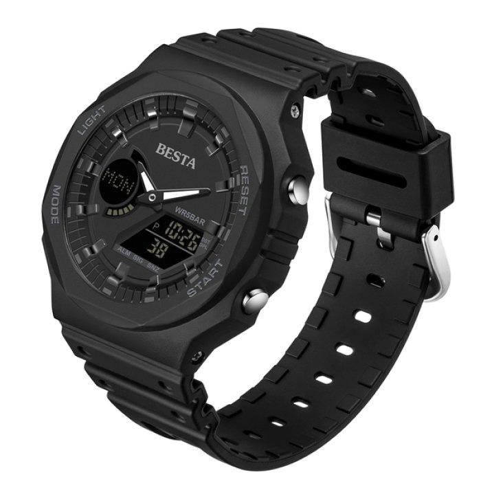 Men's Sports Tactical Watch Besta Jocker Black with Stopwatch and Alarm Clock