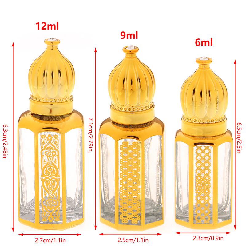 6/9/12 мл портативные стеклянные флаконы с роликами для эфирных масел арабские золотые многоразовые флаконы для духов пустые контейнеры с роликовыми шариками