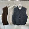 Dimanaf 2025 Autumn Women Sleeveless Vest Sweaters Knitting Colorful Buttons Casual Style Loose Sweater