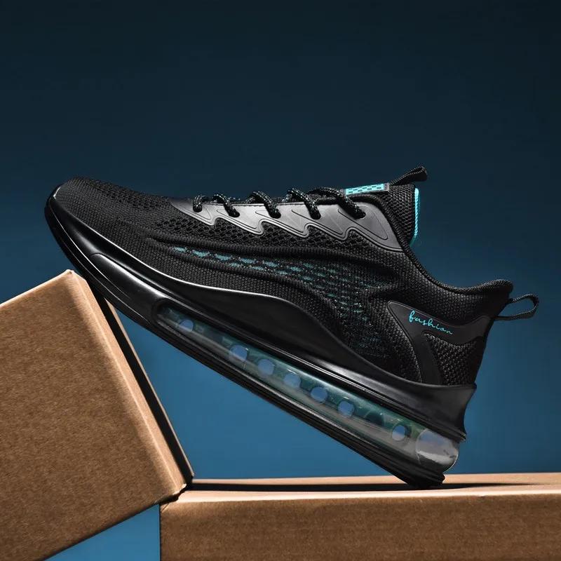 Весна и осень Новые мужские повседневные кроссовки на воздушной подушке Легкие сетчатые повседневные туфли Противоскользящие амортизирующие спортивные туфли