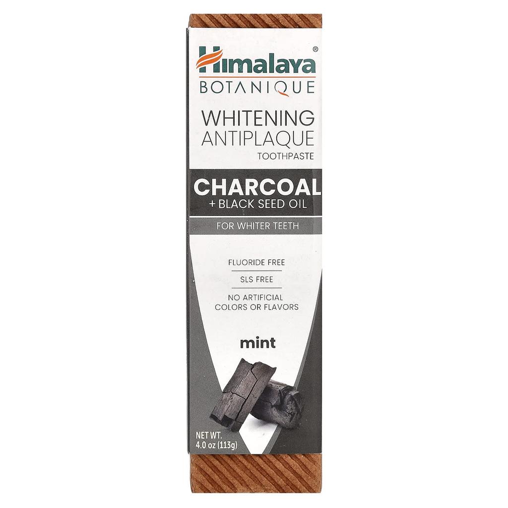 Whitening Anti-Plaque Toothpaste, Charcoal + Black Seed Oil, Mint Flavor, 113G(4.0Oz)