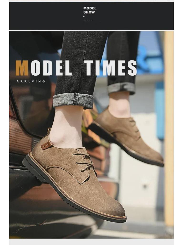 Men's Large Size Leather Loafers: Spring Low-Top Breathable Casual Shoes In British Fashion Style