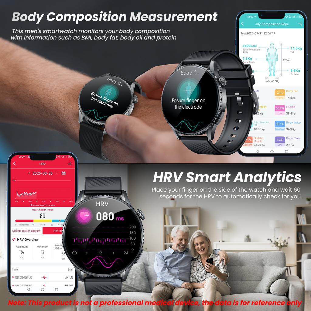 SACOSDING 2025 ECG Smart Watch Men 1.56” AMOLED Screen Heart Rate Blood Pressure Monitoring Watches NFC Access Control Smartwatch