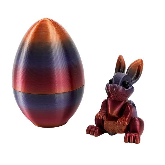 3D Printed Easter Eggs with Bunny Inside Articulated Flexible Fidget Rabbit Toys Easter Basket Stuffers Birthday