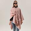 European and American Style Women's Fashion Shawl Knitted Solid Color Pashmina Split Tie Cape Autumn and Winter Warm Scarf