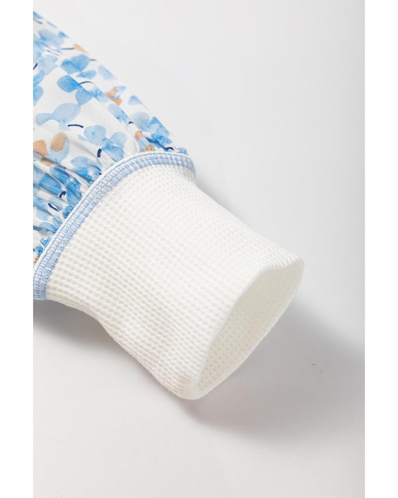 Azura Exchange Белая блузка с абстрактным цветочным принтом и V-образным вырезом в стиле пэчворк с рукавами «летучая мышь»