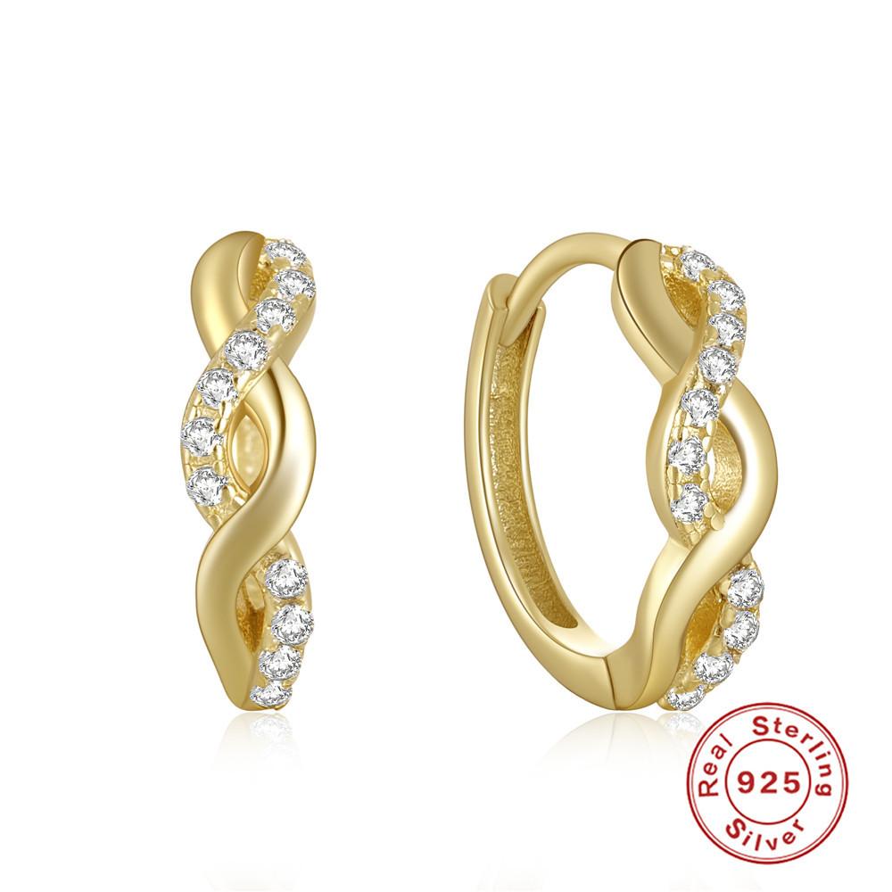 S925 Sterling Silver Fashion Ins Wind Single Row Wave Diamond Earrings Earrings Earrings Earrings