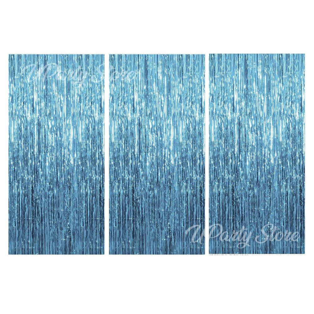 3Pcs Silver Foil Fringe Curtains 10 Colors Metallic Rose Gold Tinsel Streamer Curtains for Birthday Wedding Party Backdrop Decor
