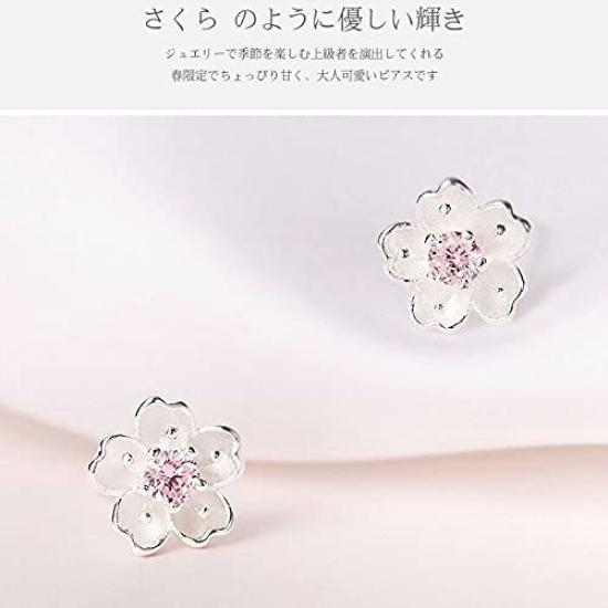 Серьги Sakura Sakura из платины 925 пробы для подарка на металл гипоаллергенный [Glam Jewelry] Женщины, Цветок, Отделка, Серебро, Цирконий, Женщины, Популярный,