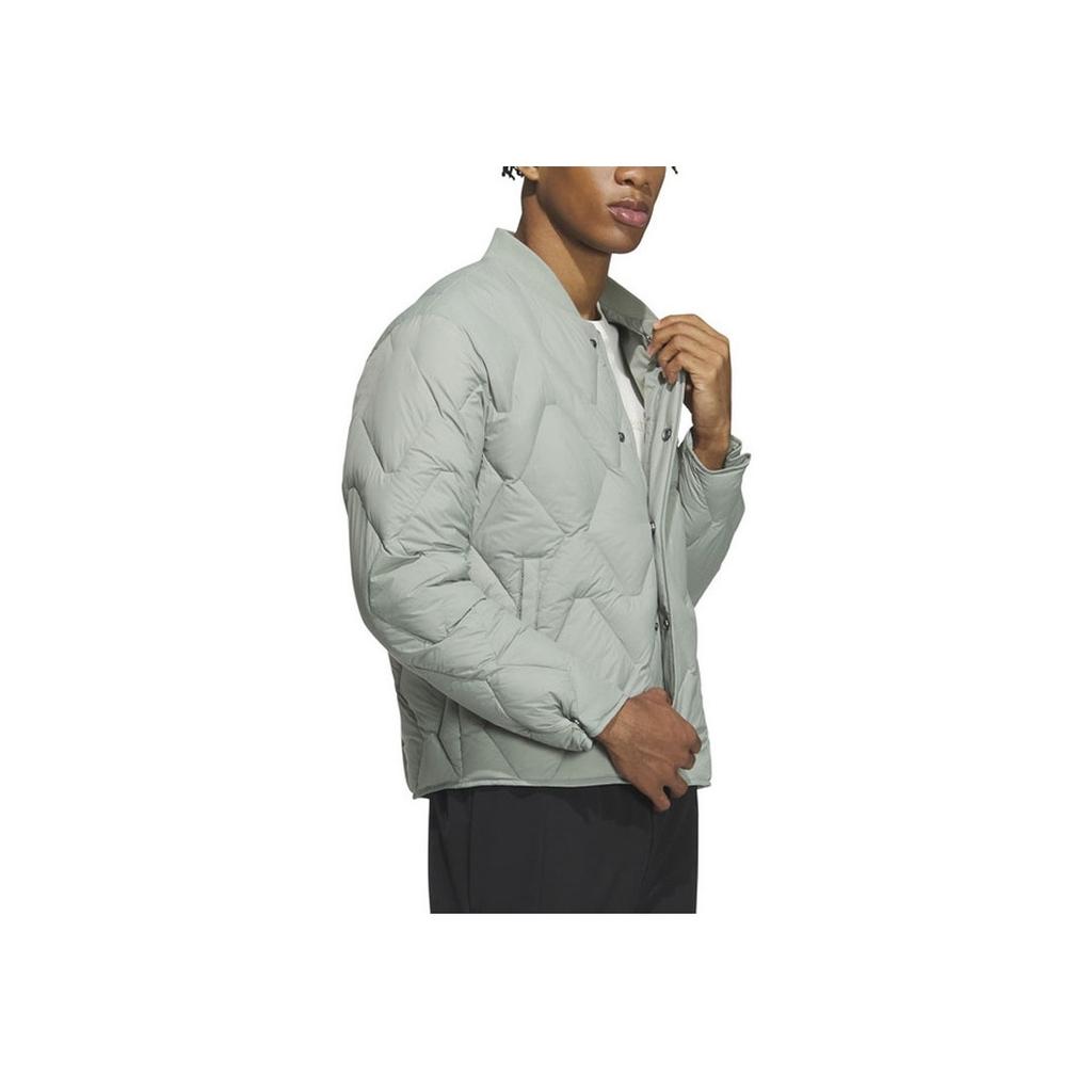 Adidas Solid Color Logo Outdoor Warm-Up Training Casual Down Jacket Unisex Outerwear Green Grey IW0776