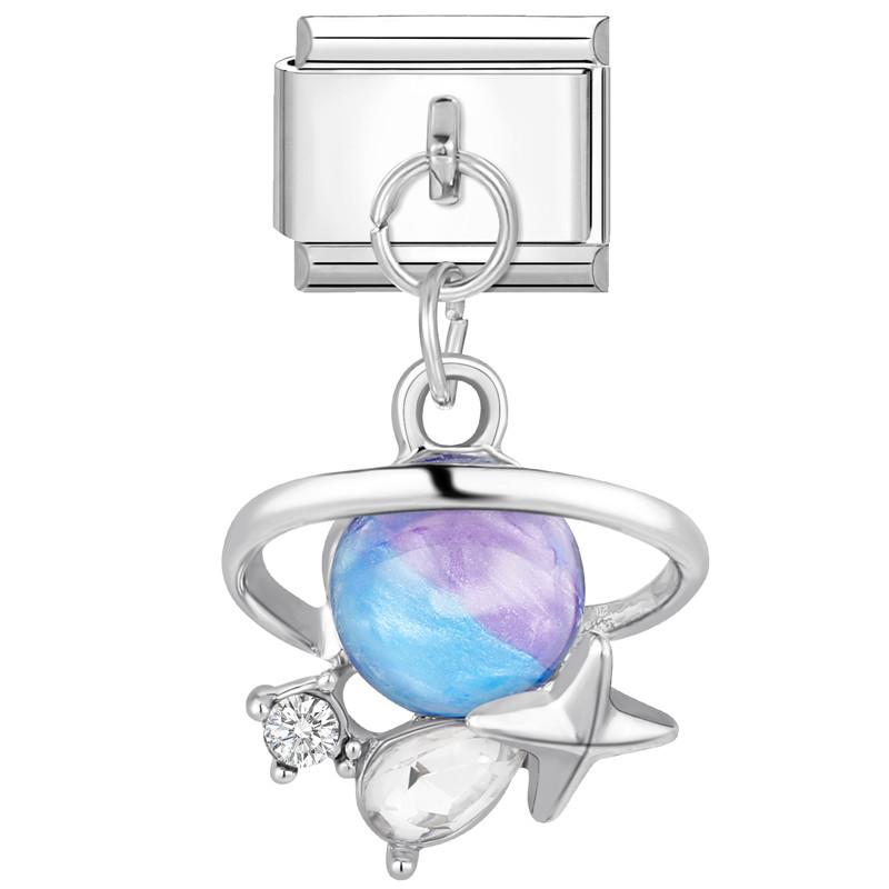 Синяя Ночь Звездное Небо Луна Звезда Кошки Собака Сердце Бабочка Итальянские Шармы-Звенья Подходят для 9мм Браслета из Нержавеющей Стали Женщины DIY Изготовление