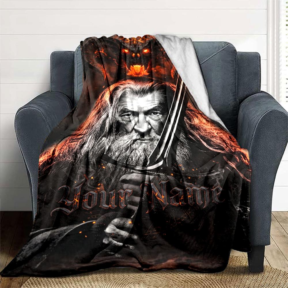 Lord Rings Personalized Text Blanket Lightweight Personalized Blanket Soft Warm Cozy Throw For Nap Seaside Bedding Sofa Ideal for All Seasons