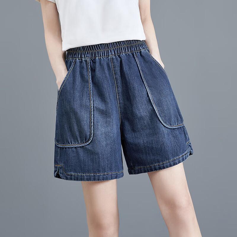 Women's Loose-Fit High-Waist Washed Denim Shorts with Big Pockets