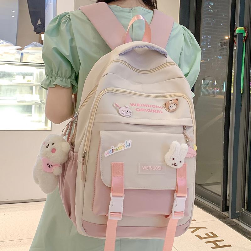 School Bag Children's Primary School Students Color Matching School Backpack Female Middle School Students High Quality Fashion Junior High School
