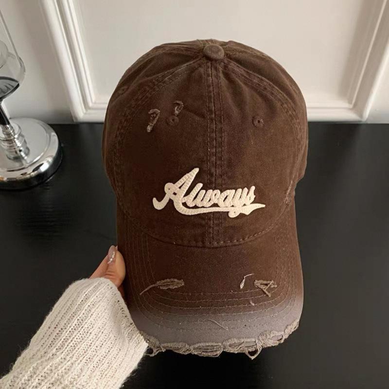 Gradual change brim three-dimensional letter embroidery edging baseball cap men and women couples fashion personality versatile baseball cap tide