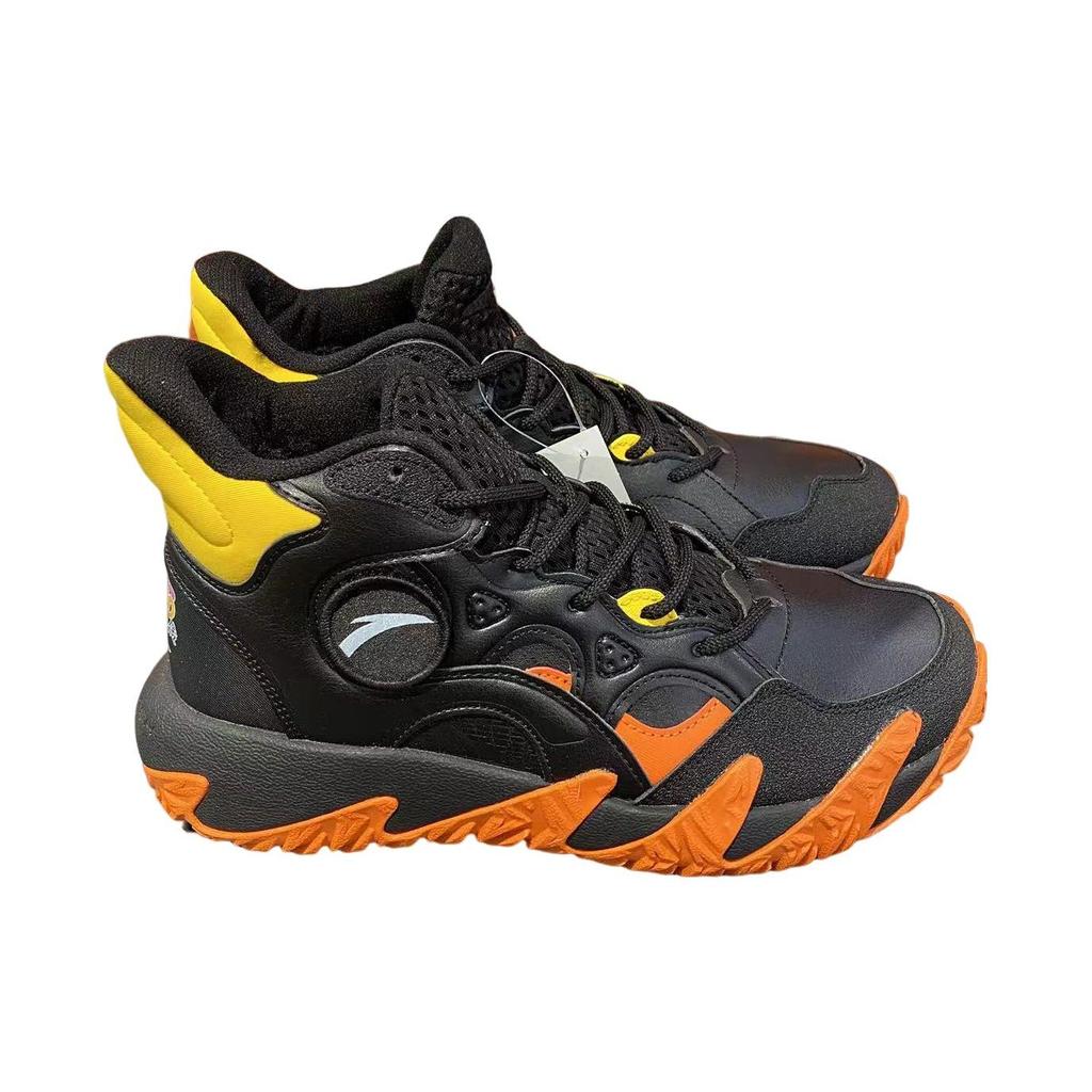 Anta Баскетбольные кроссовки Naruto X Collaboration из флиса, нескользящие, износостойкие, средней высоты, мужские кроссовки, черные, оранжевые 112141627-1