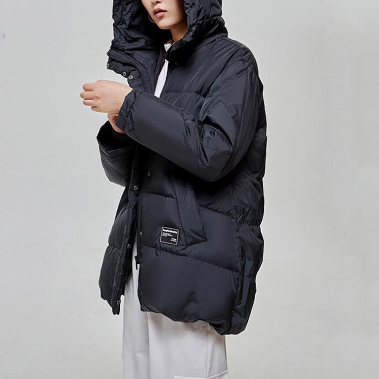 Li Ning морозостойкая теплая куртка с капюшоном женская верхняя одежда стандарт-черный AYMP032-2