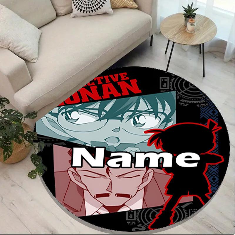 Custom Name Personalized Anime Print Round Rug, Versatile Home Decor Carpet, for Playroom, Apartment, Balcony, Entryway, Hallway Gift