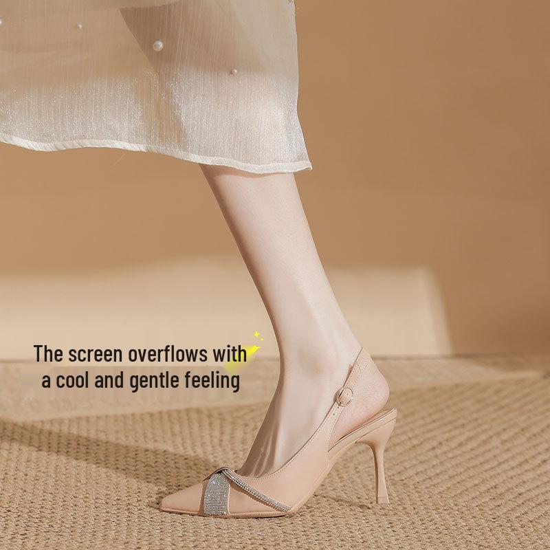 Туфли-лодочки BYZ без задника с острым носком на шпильке из микрофибры с пряжкой из страз - Универсальная обувь для работы и поездок для женщин