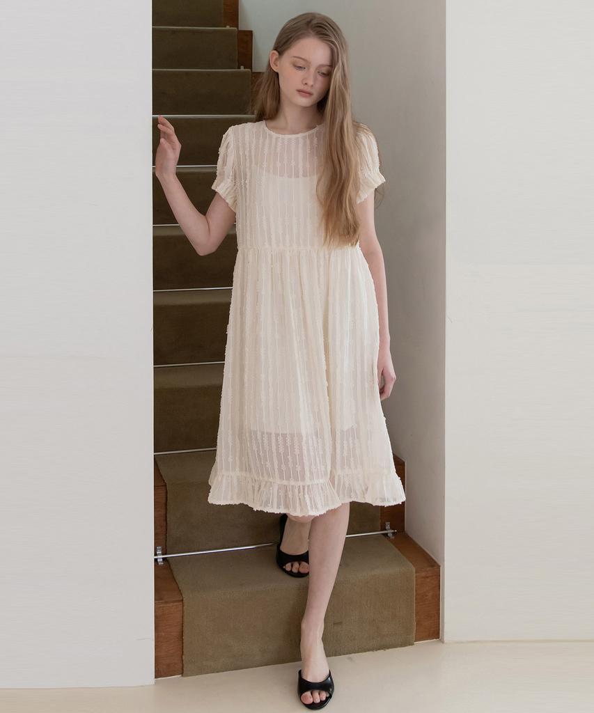 J Mark New York Lace Shirring Dress - Cream