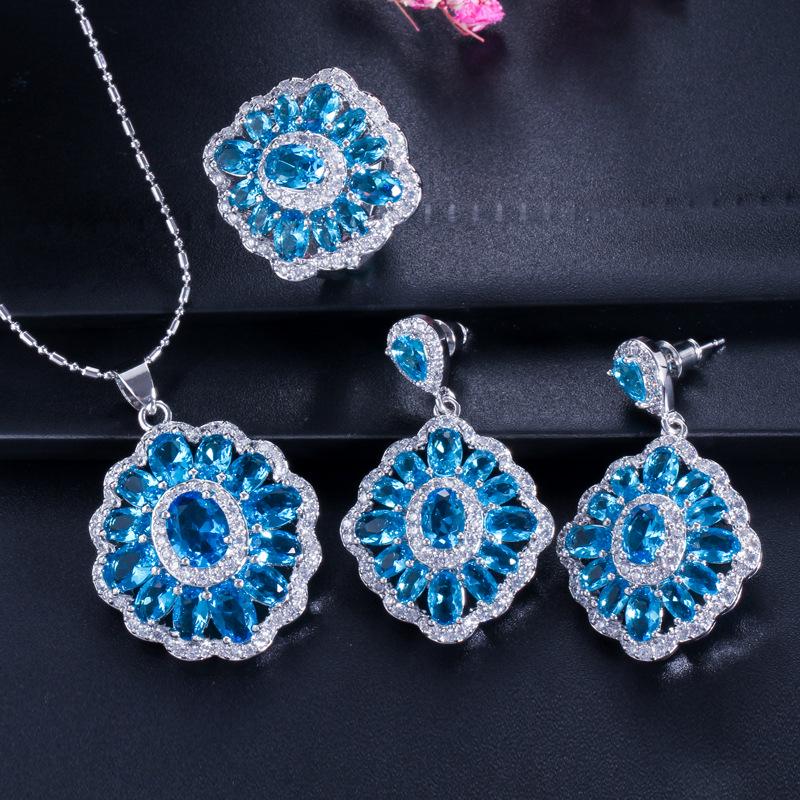 High-end Three-piece Jewelry Necklace Ring Earrings Jewelry Set