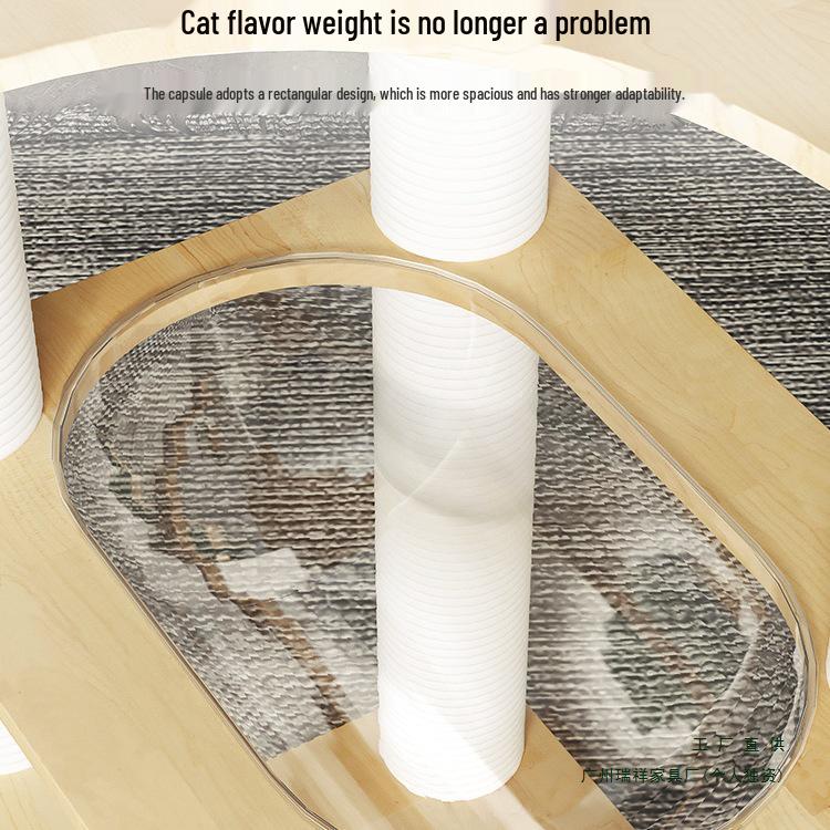 Дерево для кошек из массива дуба с настенной кроватью-капсулой