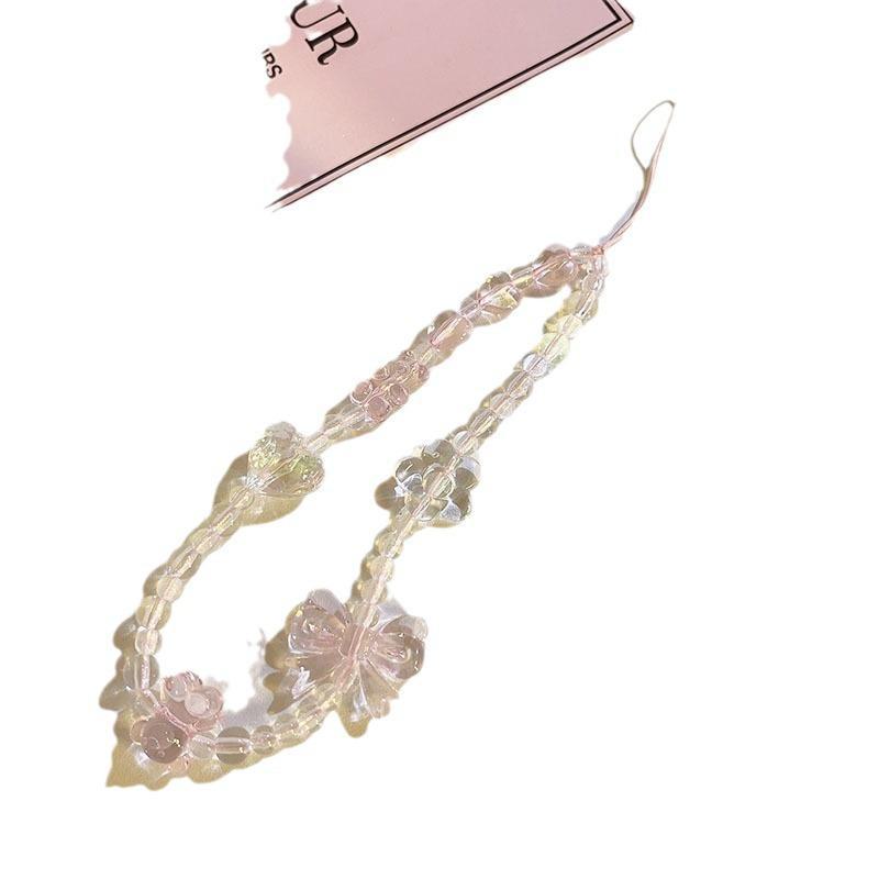 Розовый браслет-шарм в виде сердца из бисера для чехлов для мобильных телефонов