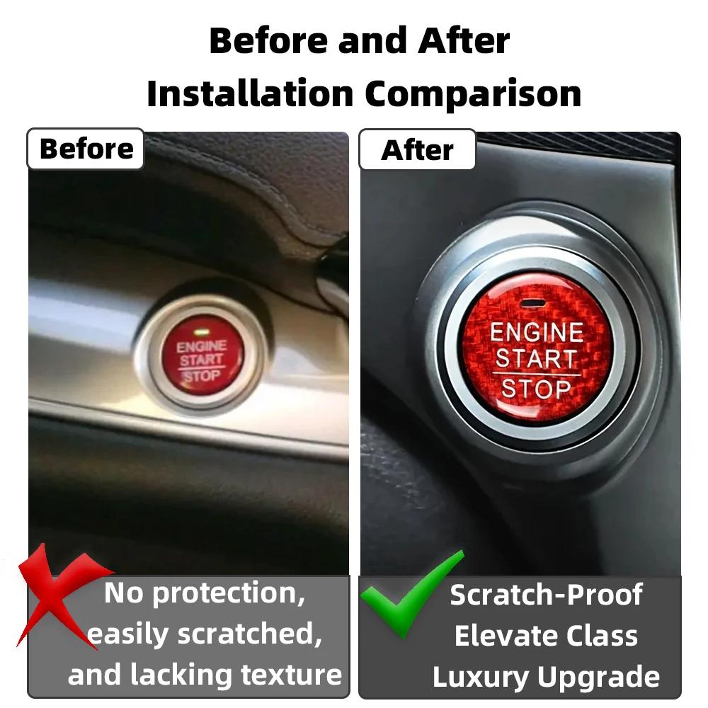 Car Interior Engine Starter Stop Button Sticker Cover Real Carbon Fiber For Honda CRV Civic Accord Crider Auto Accessories Red
